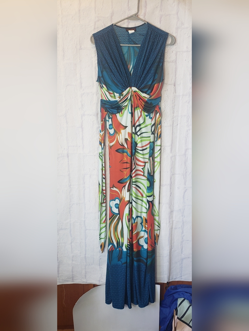 JAYMY Sleeveless BOHO Jersey Knit Maxi Dress Large